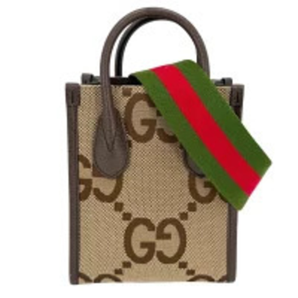 Gucci Jumbo GG Tote Bag Handbag Shoulder Crossbody Beige Brown